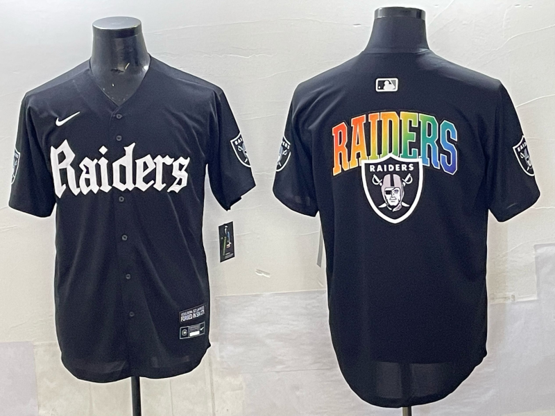 Men's Las Vegas Raiders Team Big Logo Black 'Gothic Sin City Shadows Edition' Vapor Limited Stitched Baseball Jersey Men's Las Vegas Raiders Team Big Logo Black 'Gothic Sin City Shadows Edition' Vapor Limited Stitched Baseball Jersey